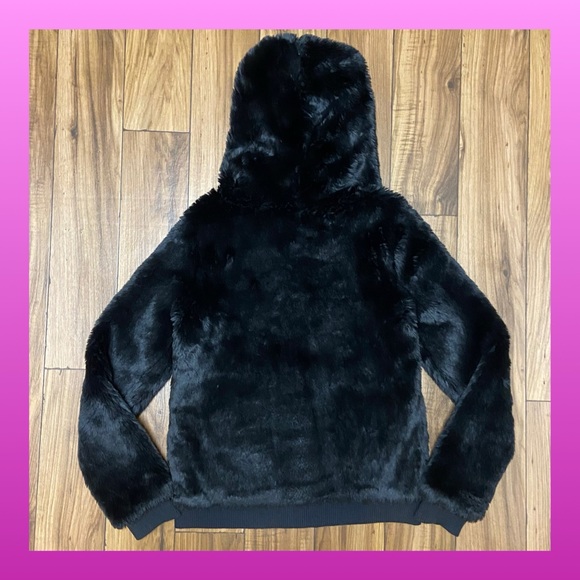 PINK VS BLACK FUR FULL ZIP HOODIE JACKET - Picture 5 of 6